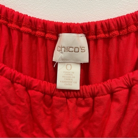 Chico’s Embroidered Hem Off The Shoulder Dress in Red Size 0 - Picture 6 of 12
